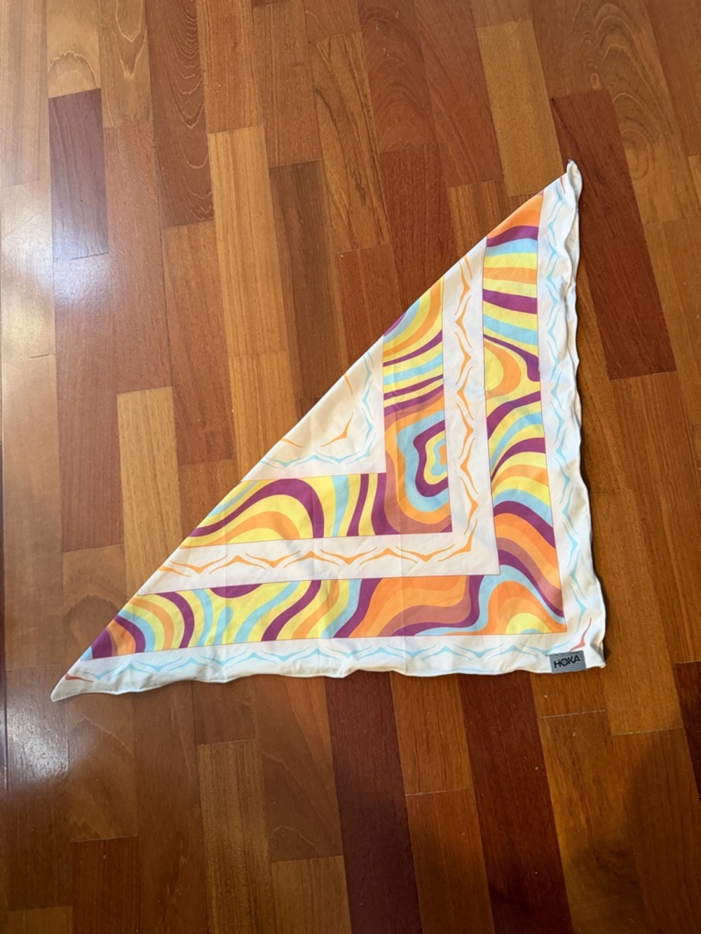 Hoka Scarf in Orange, Yellow, Purple and Blue Wave Print